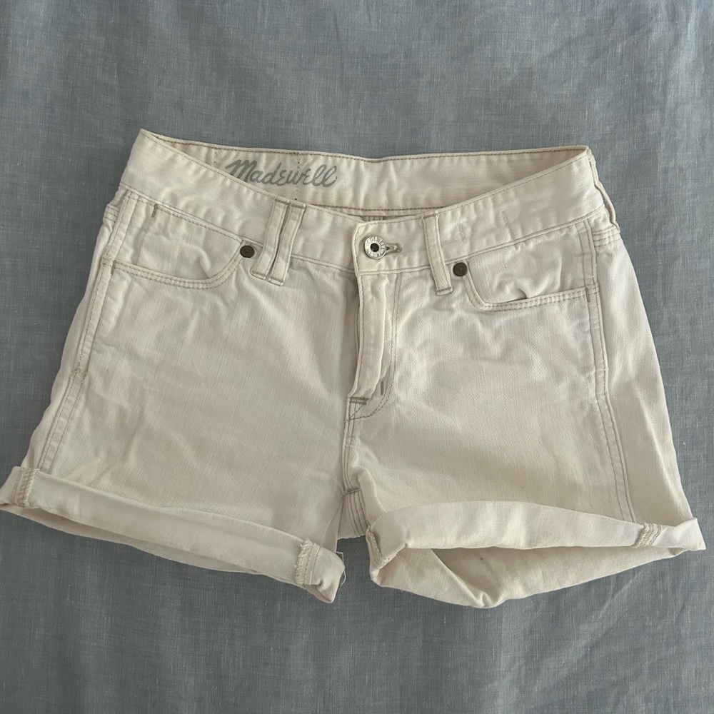 Madewell White denim Jean Shorts Mid-Rise Cuffed